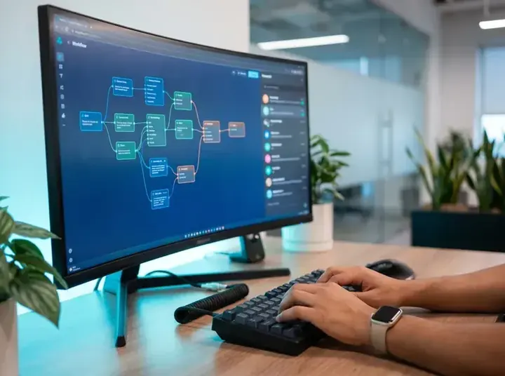 Workflow IA en pantalla